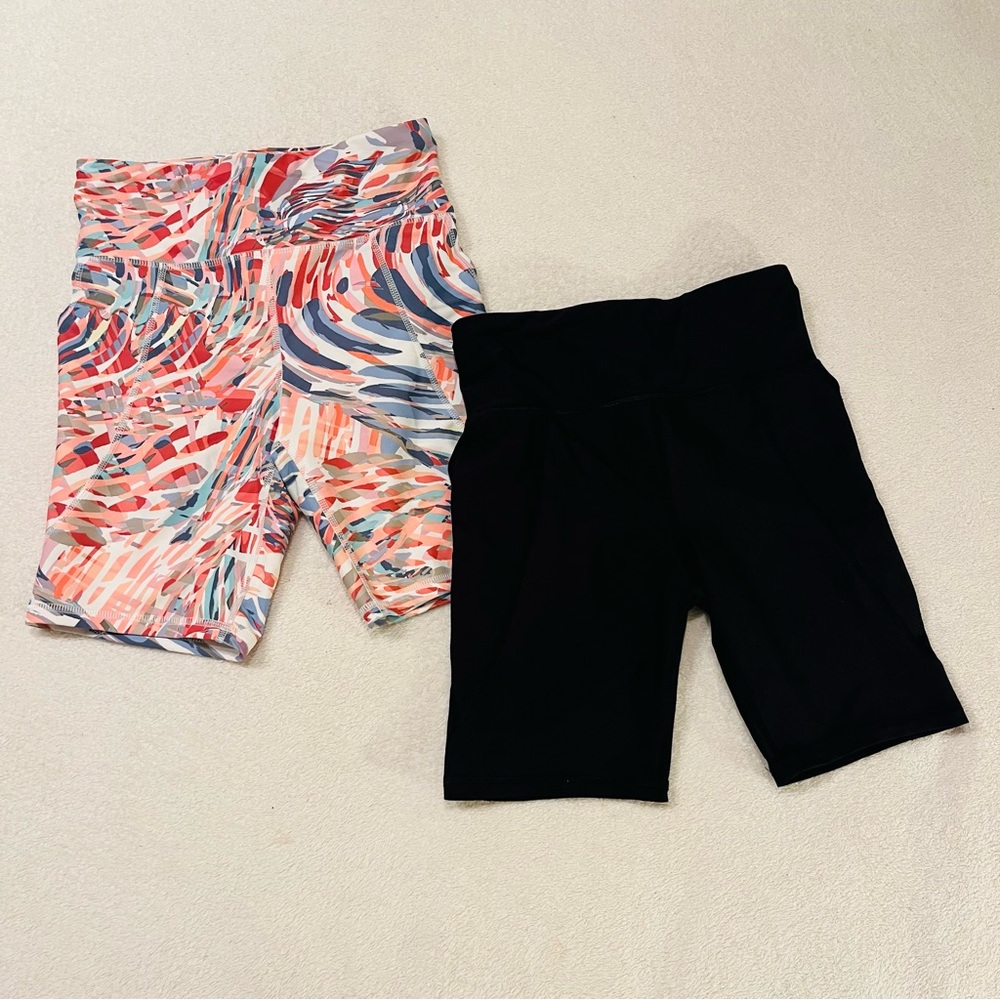 Lot of 2 Old Navy Pink and Black Bike Shorts Set Athletic Style Girls XL
